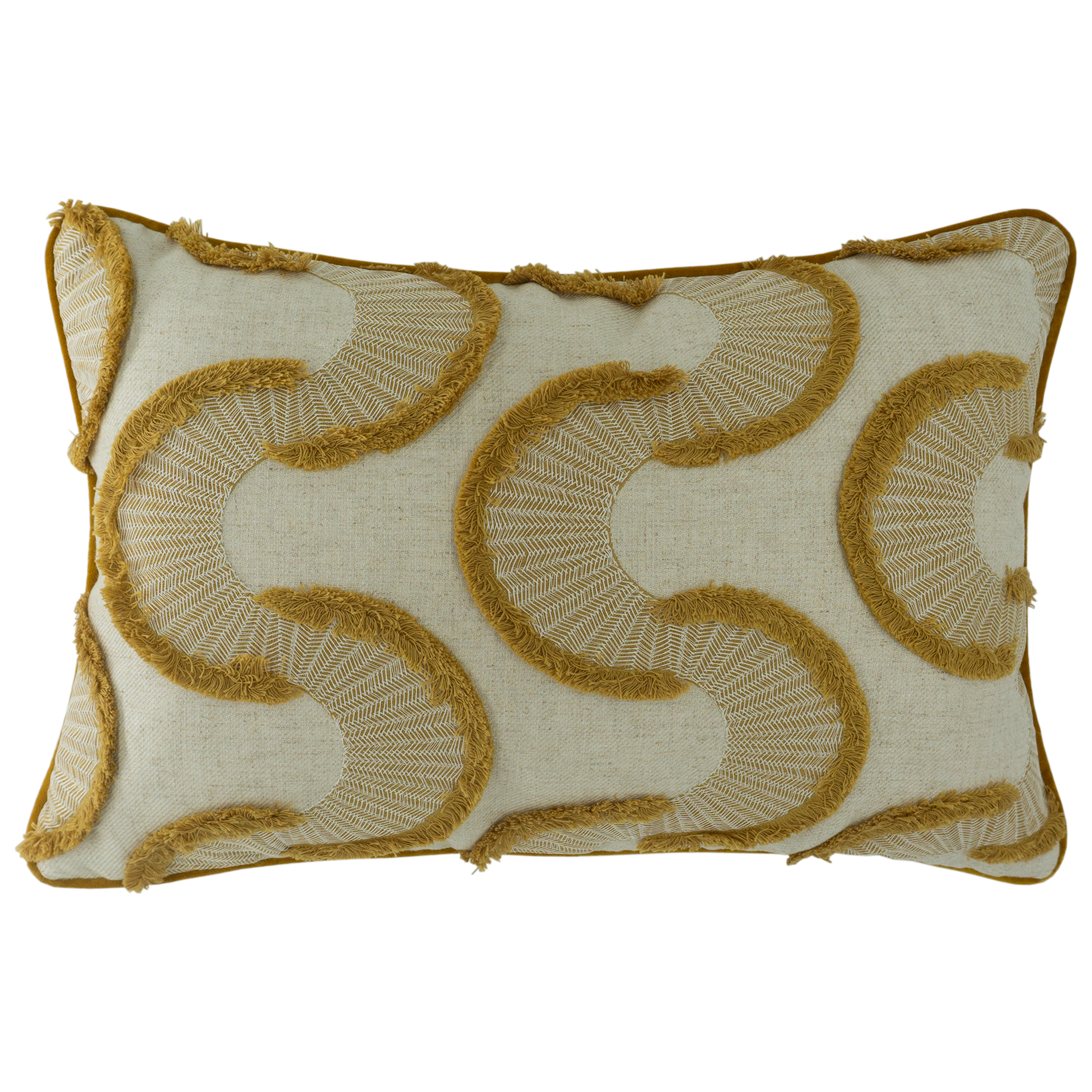 Golden Cascade Embroidered Cushion