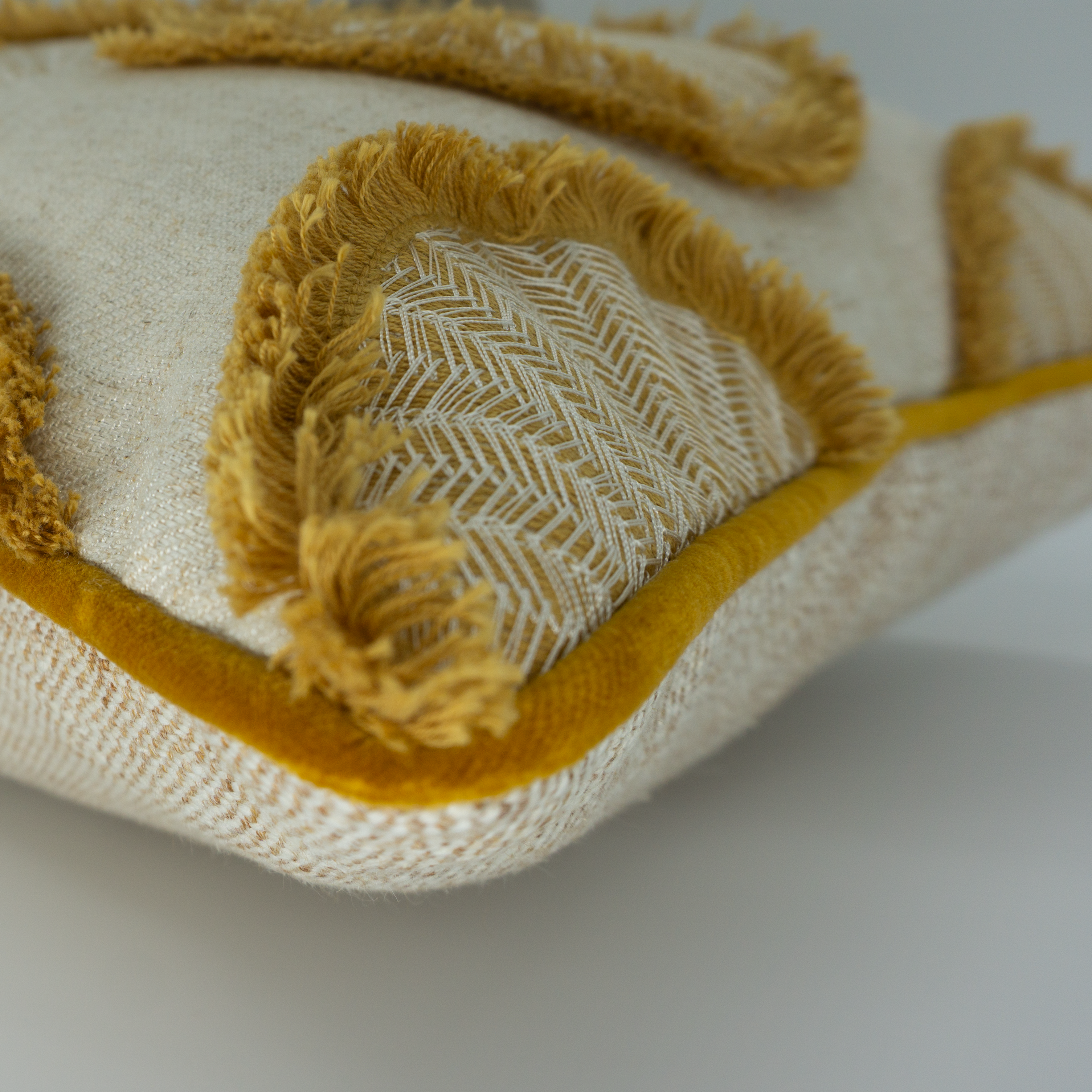 Golden Cascade Embroidered Cushion